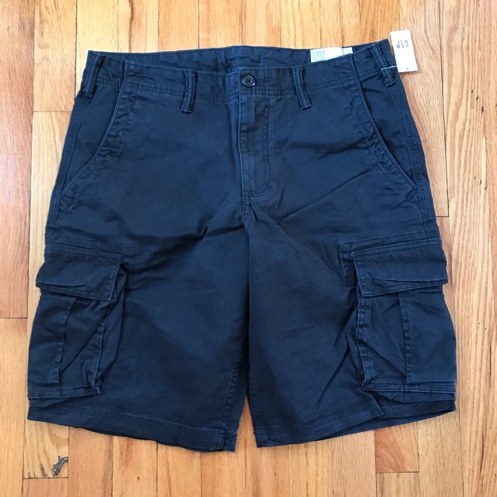 GAP Twill Cargo Shorts GapFlex Moonless Night Black 33x11